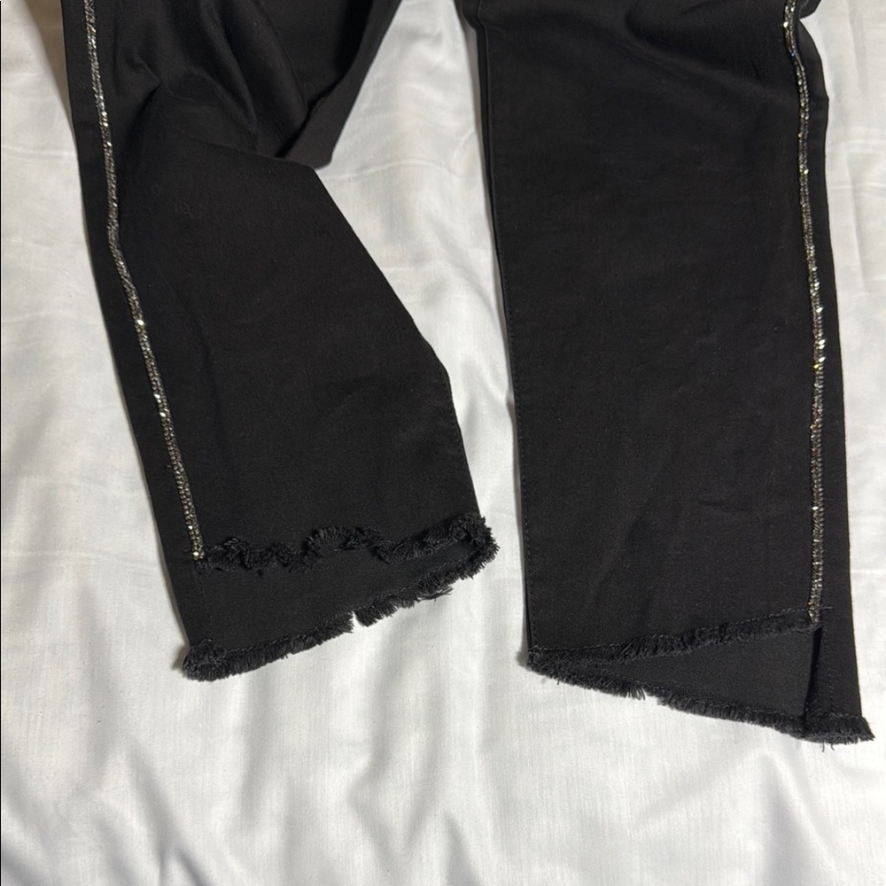 Wit & Wisdom Black w/Sparkle Tuxedo Stripe Ankle Cropped Jeans - Picture 16 of 16